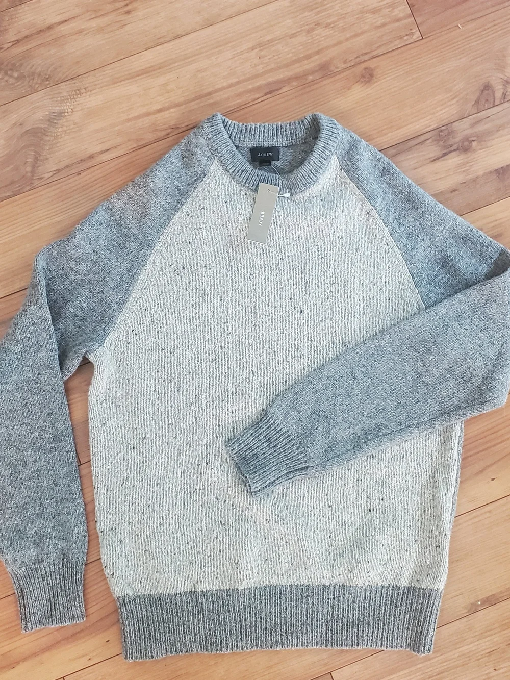 J. Crew Men’s Two-Tone Grey Crewneck Wool Sweater S